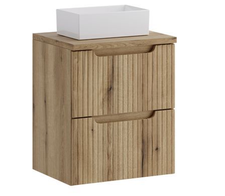 Meuble salle de bain suspendu 2 tiroirs NOVA 50 cm avec vasque blanche GAJA – Élégance minimaliste et gain de place