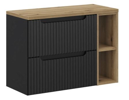 Meuble salle de bain suspendu 80 cm NOVA – 2 tiroirs, étagère et plan de travail