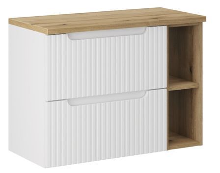 Meuble salle de bain suspendu NOVA 80 cm – 2 tiroirs, étagère et plan de travail
