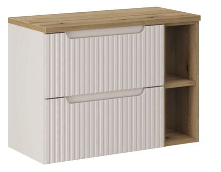 Meuble salle de bain suspendu NOVA 80 cm – 2 tiroirs, étagère et plan de travail