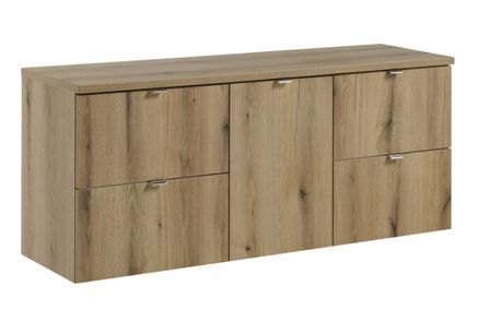 Meuble salle de bain suspendu NOVA OAK 140 cm – 4 tiroirs, 1 porte
