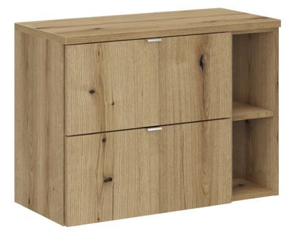 Meuble salle de bain suspendu NOVA OAK 80 cm – 2 tiroirs, étagère et plan de travail