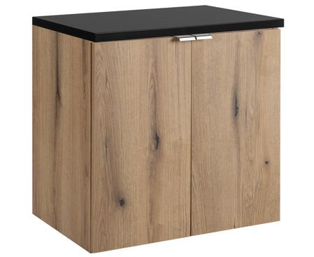 Meuble sous-vasque suspendu 2 portes avec plan NOVA OAK – Naturel et rangement pratique