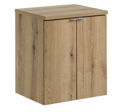 Meuble sous-vasque suspendu 2 portes avec plan NOVA OAK – Naturel et rangement pratique