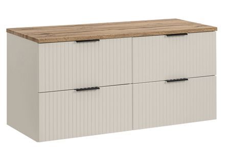 Meuble sous-vasque suspendu 4 tiroirs ADEL 120 cm avec plan de travail – Design rainuré