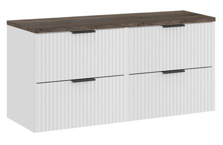 Meuble sous-vasque suspendu 4 tiroirs ADEL 120 cm avec plan de travail – Design rainuré