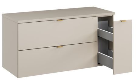 Meuble sous vasque suspendu DALIA Cachemire 100 cm avec meuble cargo coulissant
