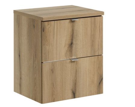 Meuble sous-vasque suspendu NOVA OAK 2 tiroirs avec plan de travail – Naturel et rangement pratique
