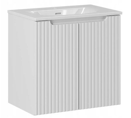 Meuble suspendu 2 portes avec vasque encastrée NOVA BLANC