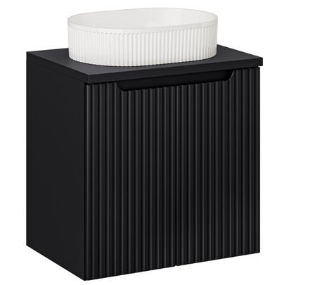 Meuble suspendu 2 portes avec vasque ovale blanche NOVA