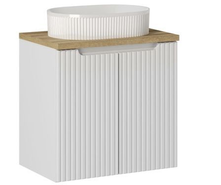 Meuble suspendu 2 portes avec vasque ovale blanche NOVA