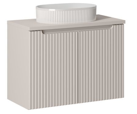 Meuble suspendu 2 portes avec vasque ovale blanche NOVA