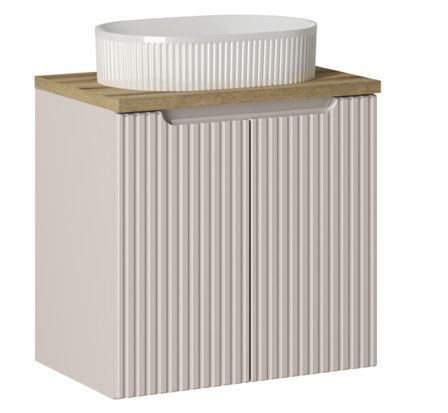 Meuble suspendu 2 portes avec vasque ovale blanche NOVA