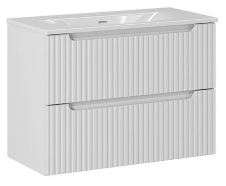 Meuble suspendu 2 tiroirs avec vasque encastrée NOVA BLANC