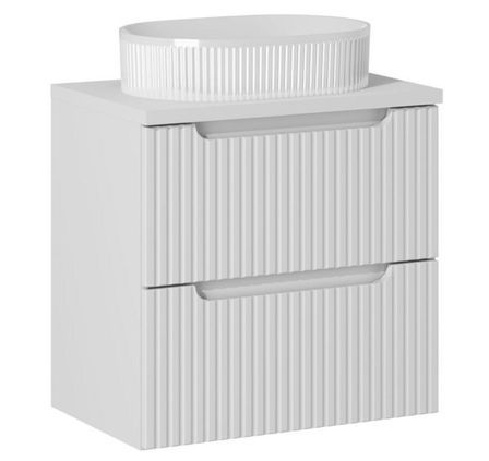 Meuble suspendu 2 tiroirs avec vasque ovale blanche NOVA
