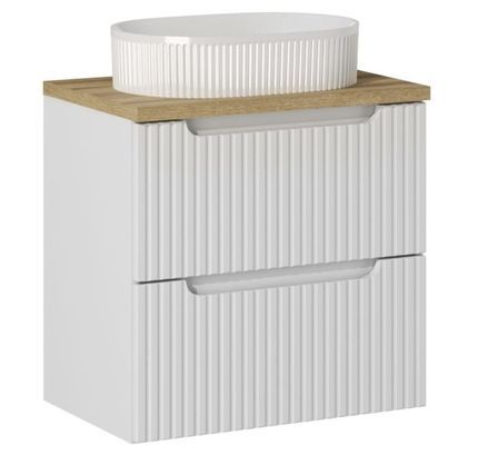 Meuble suspendu 2 tiroirs avec vasque ovale blanche NOVA