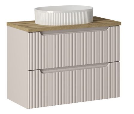 Meuble suspendu 2 tiroirs avec vasque ovale blanche NOVA