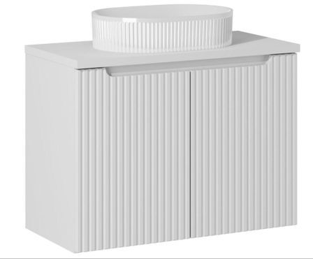 Meuble suspendu avec vasque ovale blanche 2 portes NOVA BLANC