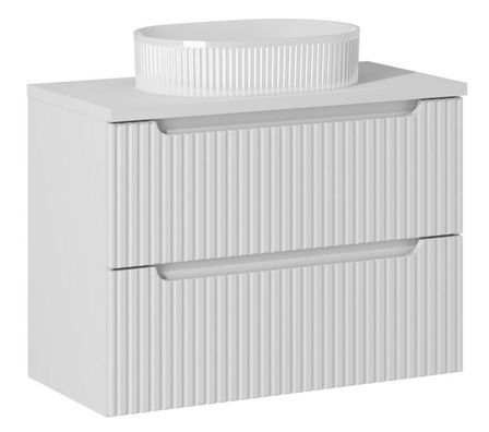 Meuble suspendu avec vasque ovale blanche 2 tiroirs NOVA BLANC