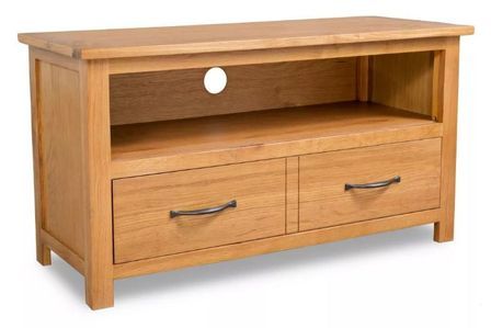 Meuble TV 1 niche 2 tiroirs chêne massif clair Candice