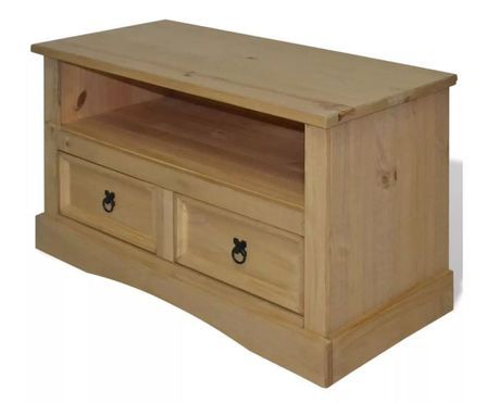 Meuble TV 1 niche 2 tiroirs pin massif Mexica