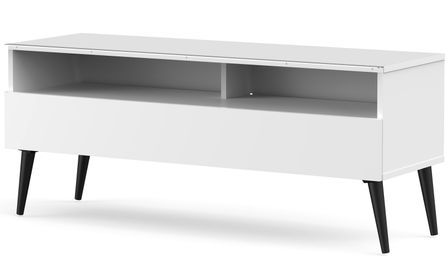 Meuble TV 1 porte 2 niches bois blanc Nacka 120 cm