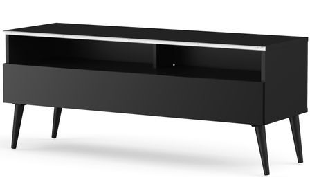 Meuble TV 1 porte 2 niches mélaminé noir Boras 120 cm