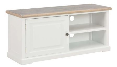 Meuble TV 1 porte bois blanc et paulownia clair Pablo