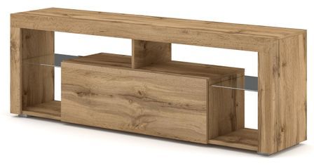 Meuble TV 1 porte bois naturel Kara 140 cm