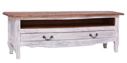 Meuble TV 1 tiroir bois de récupération blanc Lommi 120 cm 2