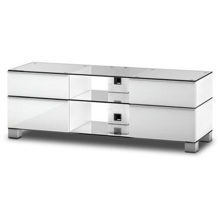 Meuble TV Mood 9240 verre trempé et laqué blanc 140 cm