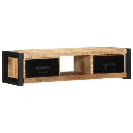 Meuble TV 100x30x25 cm bois massif de manguier brut