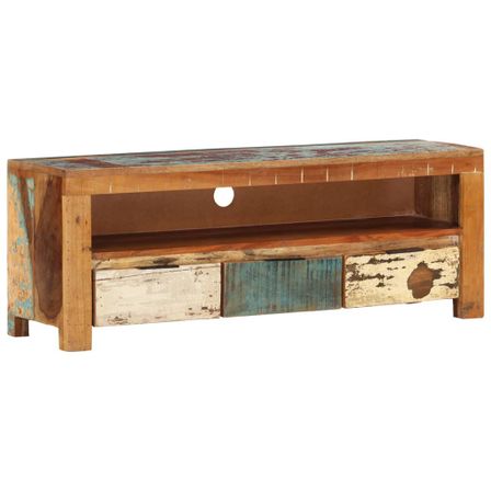 Meuble TV 110x30x40 cm Bois de récupération massif