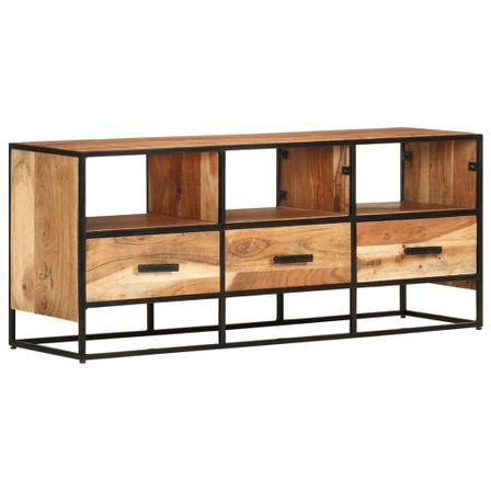Meuble TV 110x30x45 cm Bois d'acacia massif 2