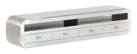 Meuble TV 2 niches 4 tiroirs métal gris Roéna