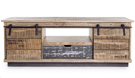 Meuble TV 2 portes 1 tiroir TUDOR 130 cm – Bois massif de manguier