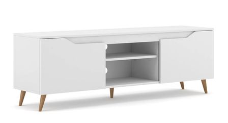 Meuble TV 2 Portes 2 niches blanc Kazon 157 cm