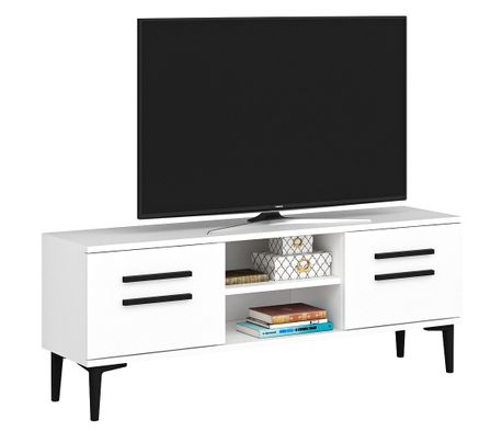 Meuble TV 2 portes blanc Kroza 120 cm