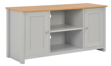 Meuble TV 2 portes bois gris Patt