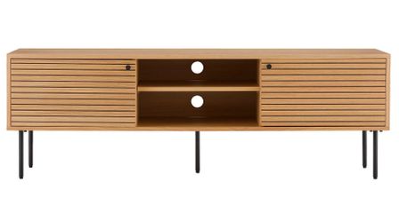 Meuble TV 2 portes KYOTO – Chêne & métal noir