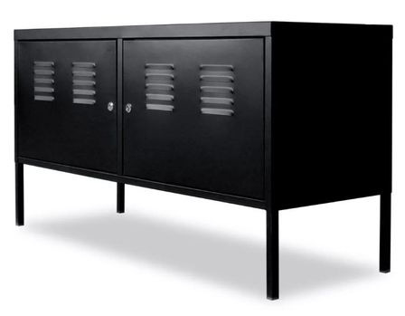 Meuble TV 2 portes métal noir Sayza