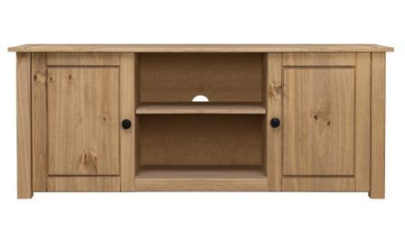 Meuble TV 2 portes en bois de pin massif Autika 120 cm – Élégance rustique et polyvalence