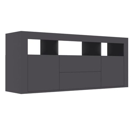 Meuble TV 2 tiroirs 2 portes bois gris Icina 120 cm