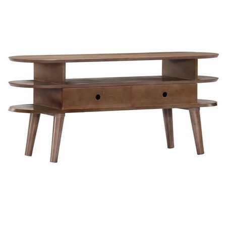 Meuble TV 2 tiroirs acacia massif foncé Zomba 110 cm
