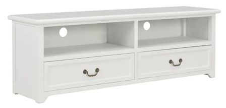 Meuble TV 2 tiroirs bois blanc Carla