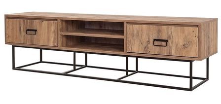 Meuble TV 2 tiroirs Chêne naturel mélaminé Balko 180 cm