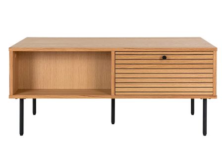 Meuble TV 2 tiroirs KYOTO – Chêne & métal noir