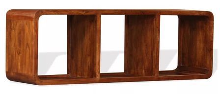 Meuble TV 3 compartiments acacia massif foncé Palie