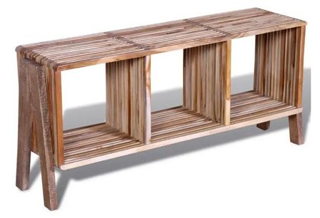 Meuble TV 3 compartiments teck recyclé clair Voust