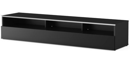 Meuble TV 3 niches 1 porte mélaminé noir New York 160 cm